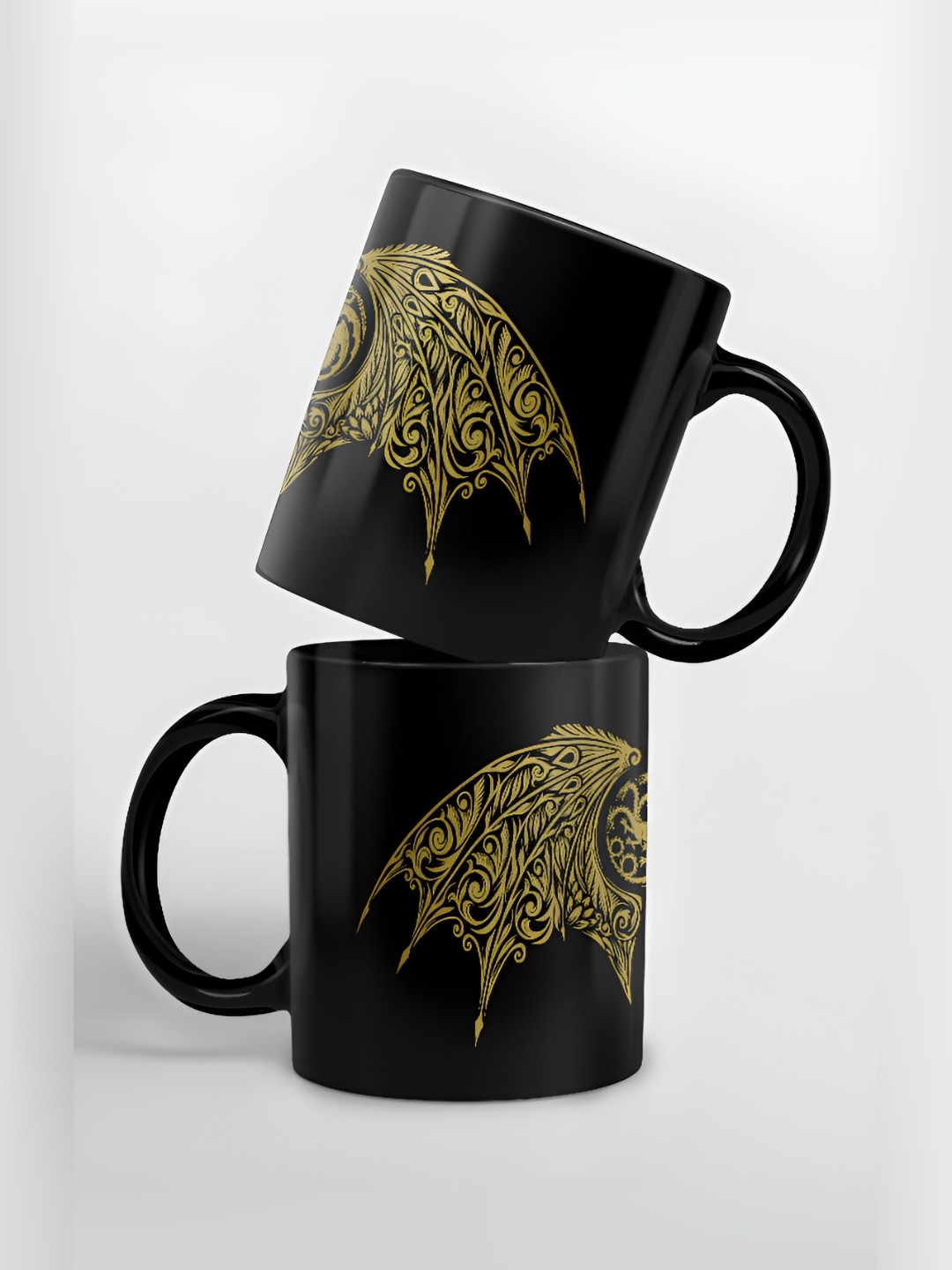 

macmerise Black & Yellow Printed Ceramic Glossy Mug 325 ml