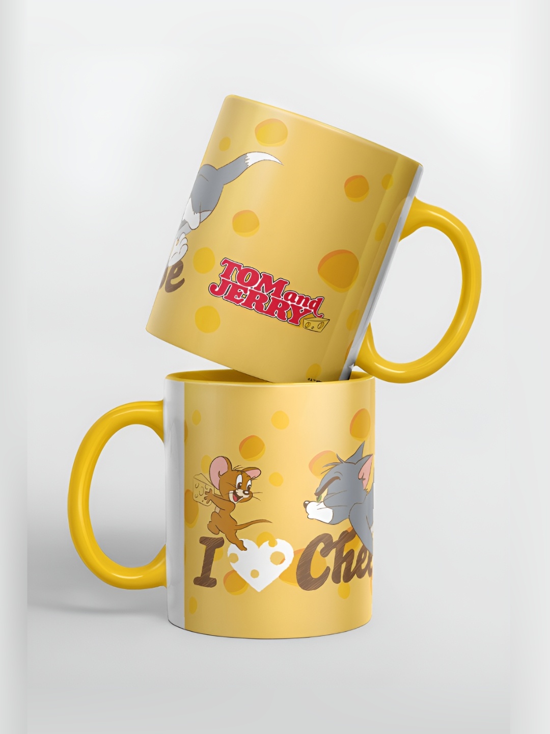 

macmerise Yellow & Grey Printed Ceramic Matte Mug 325ml
