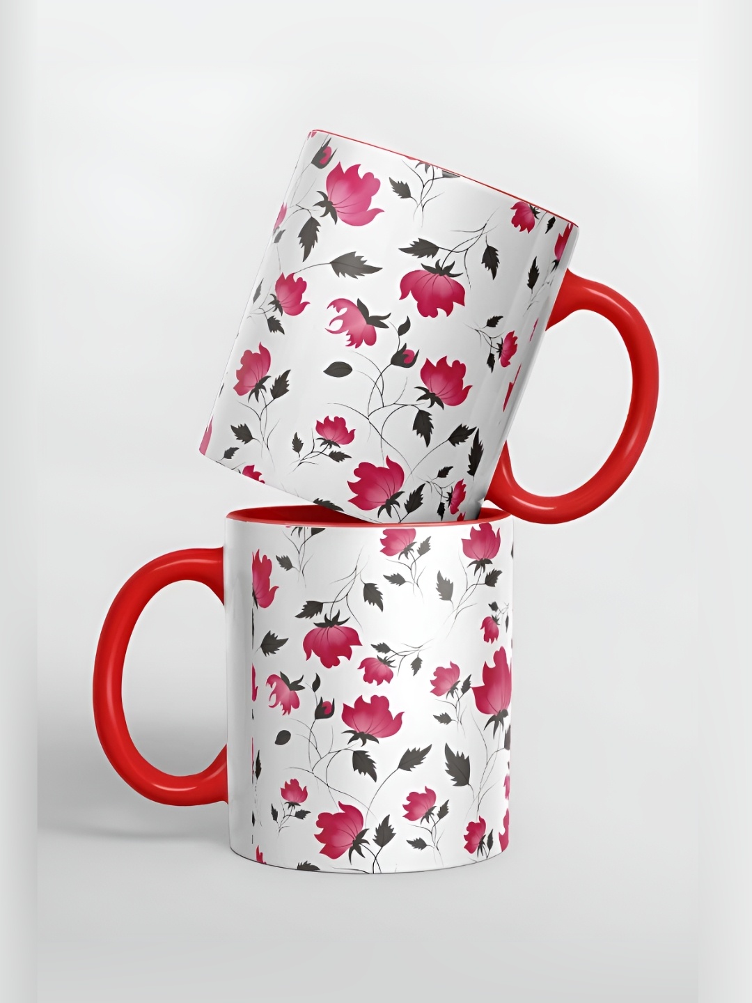 

macmerise White & Pink Printed Ceramic Glossy Mug 325ml
