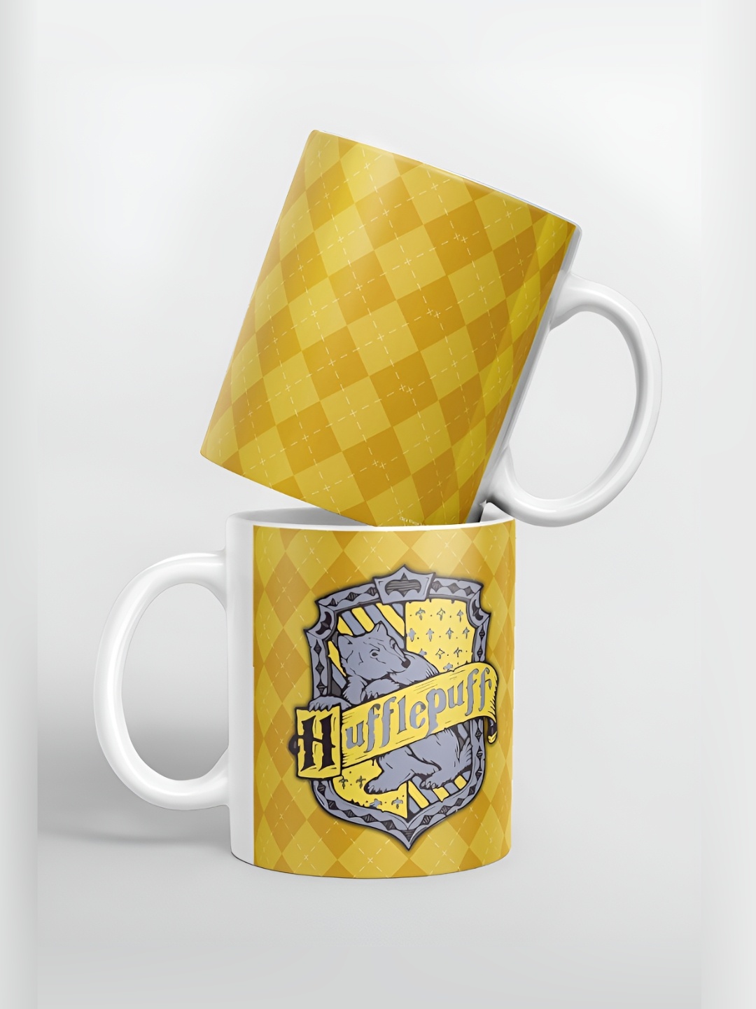 

macmerise Yellow & Grey Geometric Printed Ceramic Glossy Mug 325 ml