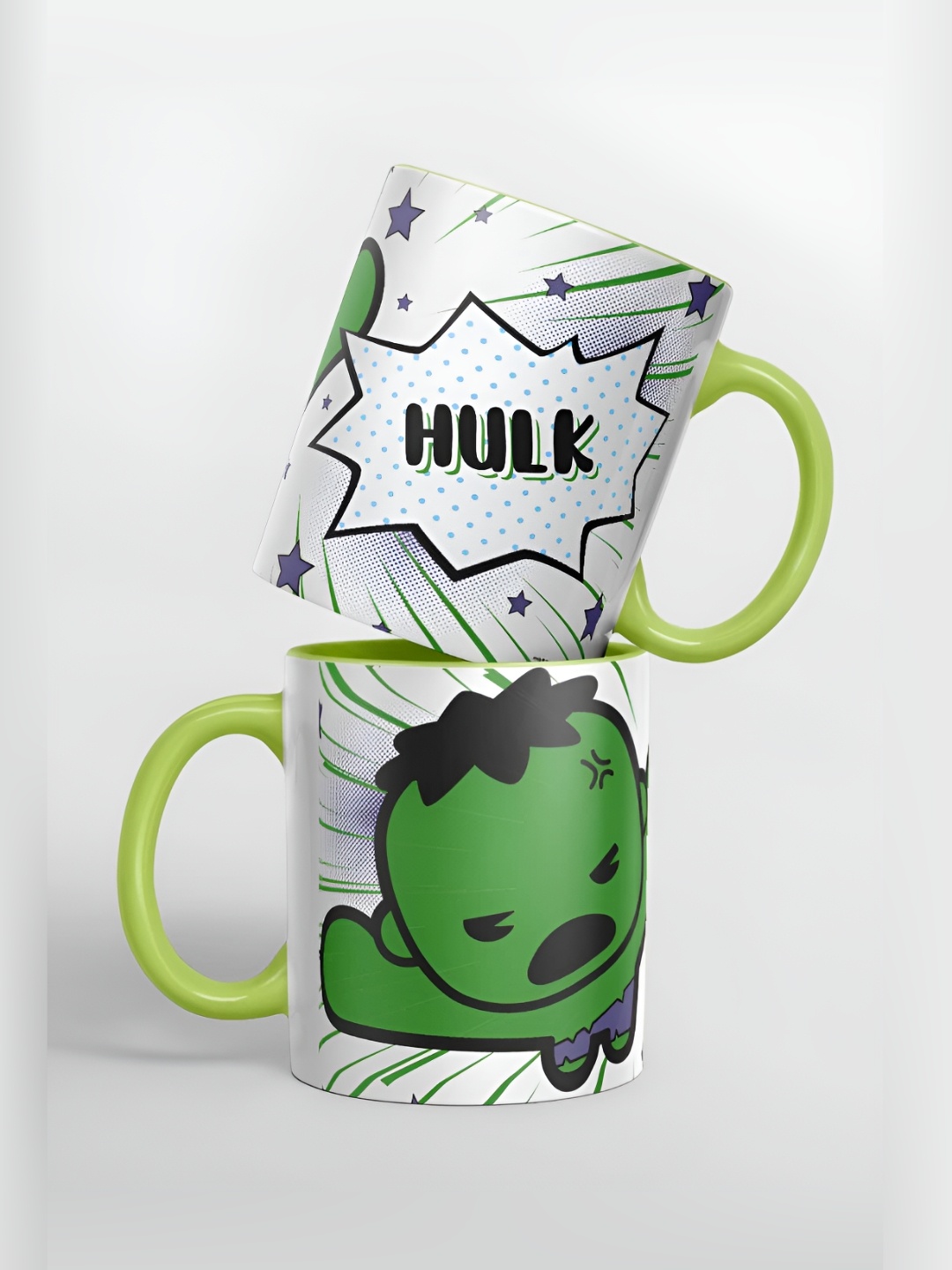 

macmerise Grey & Green Printed Ceramic Glossy Finished Mug 325 ml