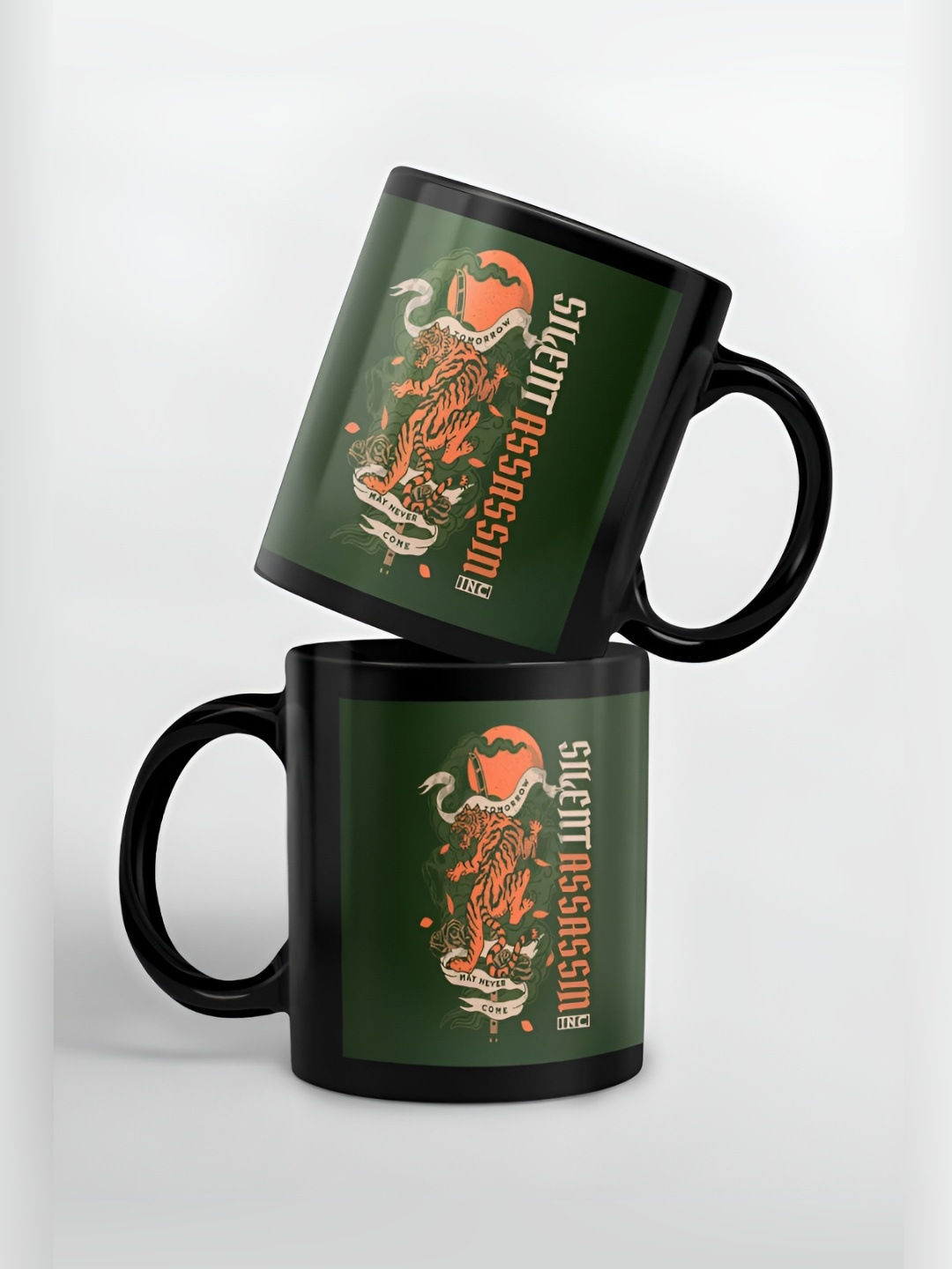 

macmerise Green & Black Text or Slogans Printed Ceramic Glossy Mug 325 ml