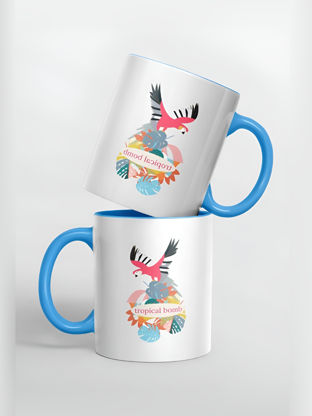 

macmerise White & Blue Printed Ceramic Glossy Finished Mug 325 ml