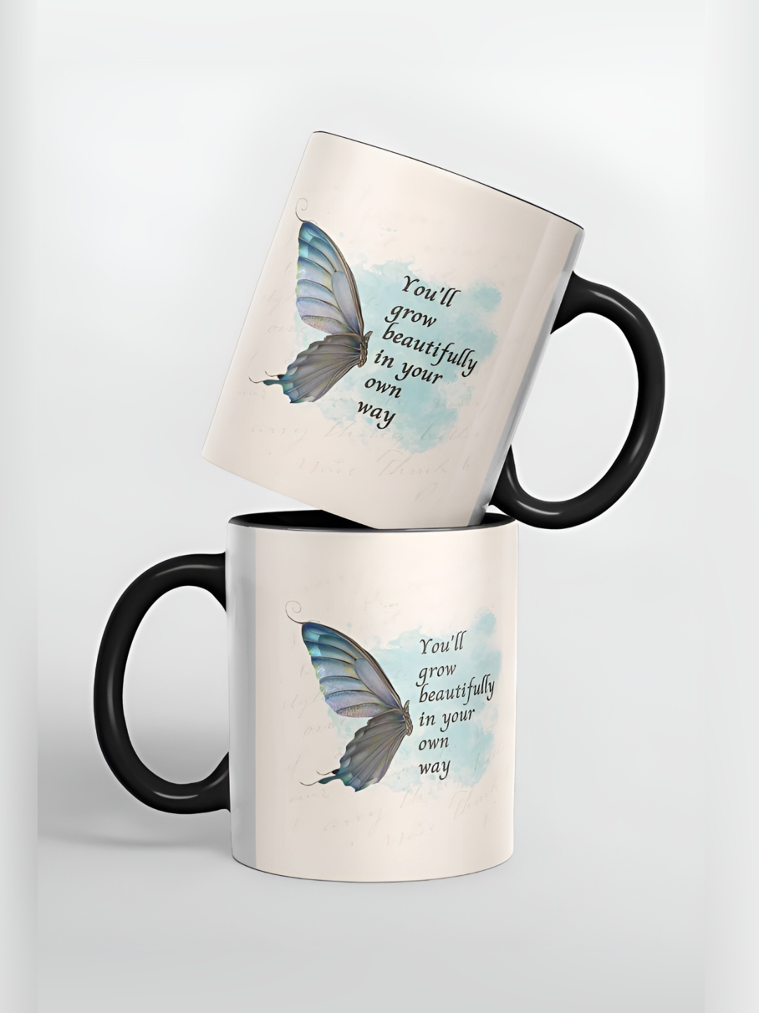 

macmerise White & Blue Printed Ceramic Glossy Finished Mug 325 ml