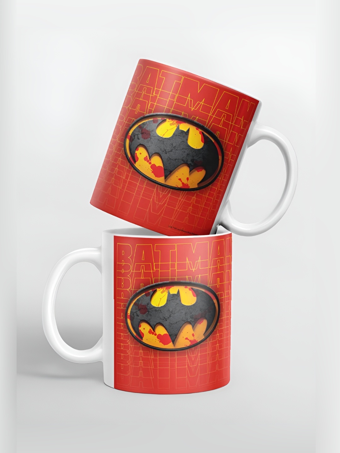 

macmerise Red & White Printed Ceramic Easy to Clean Glossy Mugs 325 ml