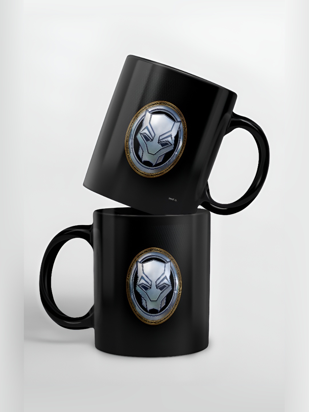 

macmerise Black & Grey Printed Ceramic Easy to Clean Glossy Mugs 325 ml