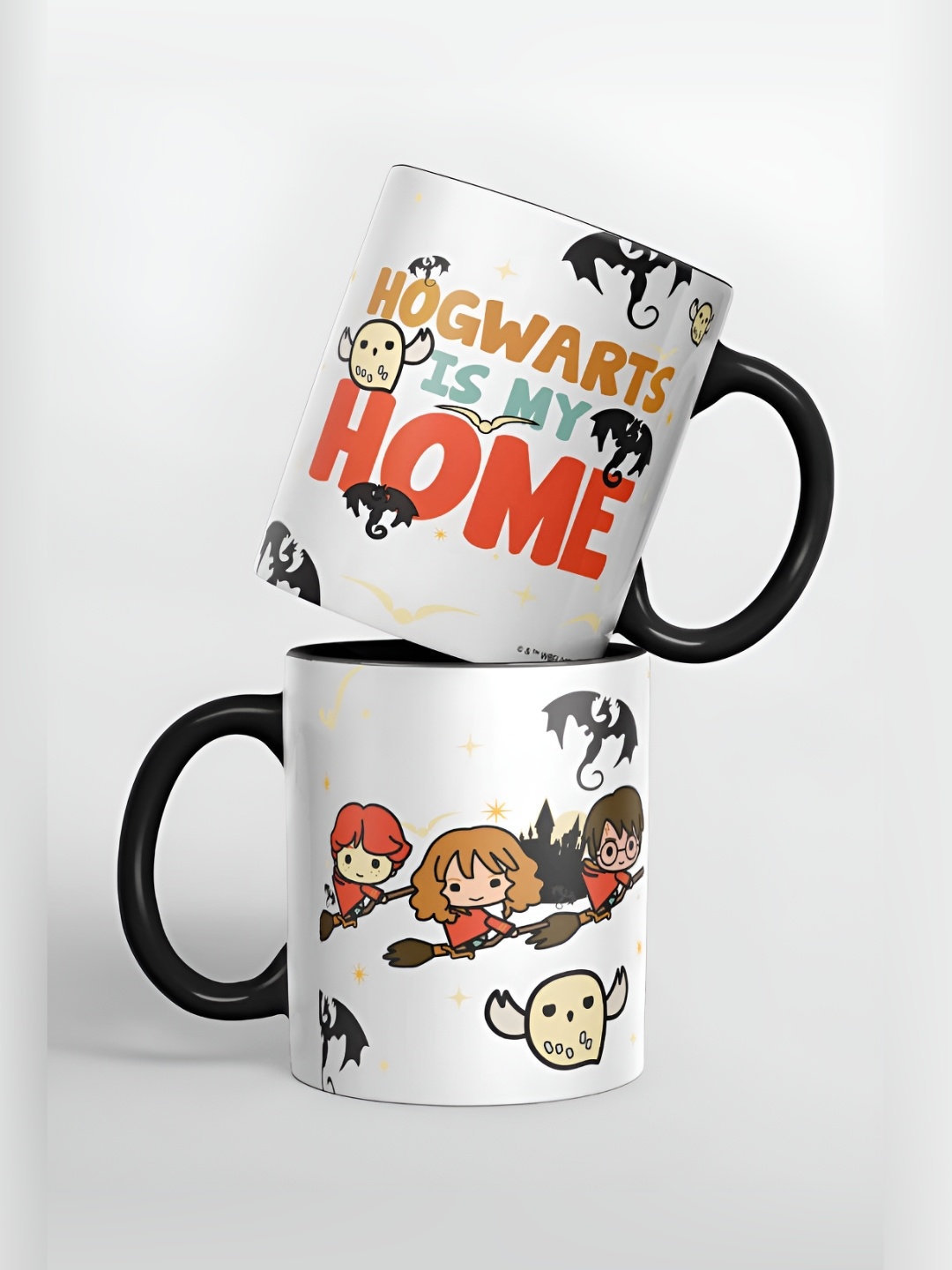 

macmerise White & Black Printed Ceramic Glossy Mugs 325 ml