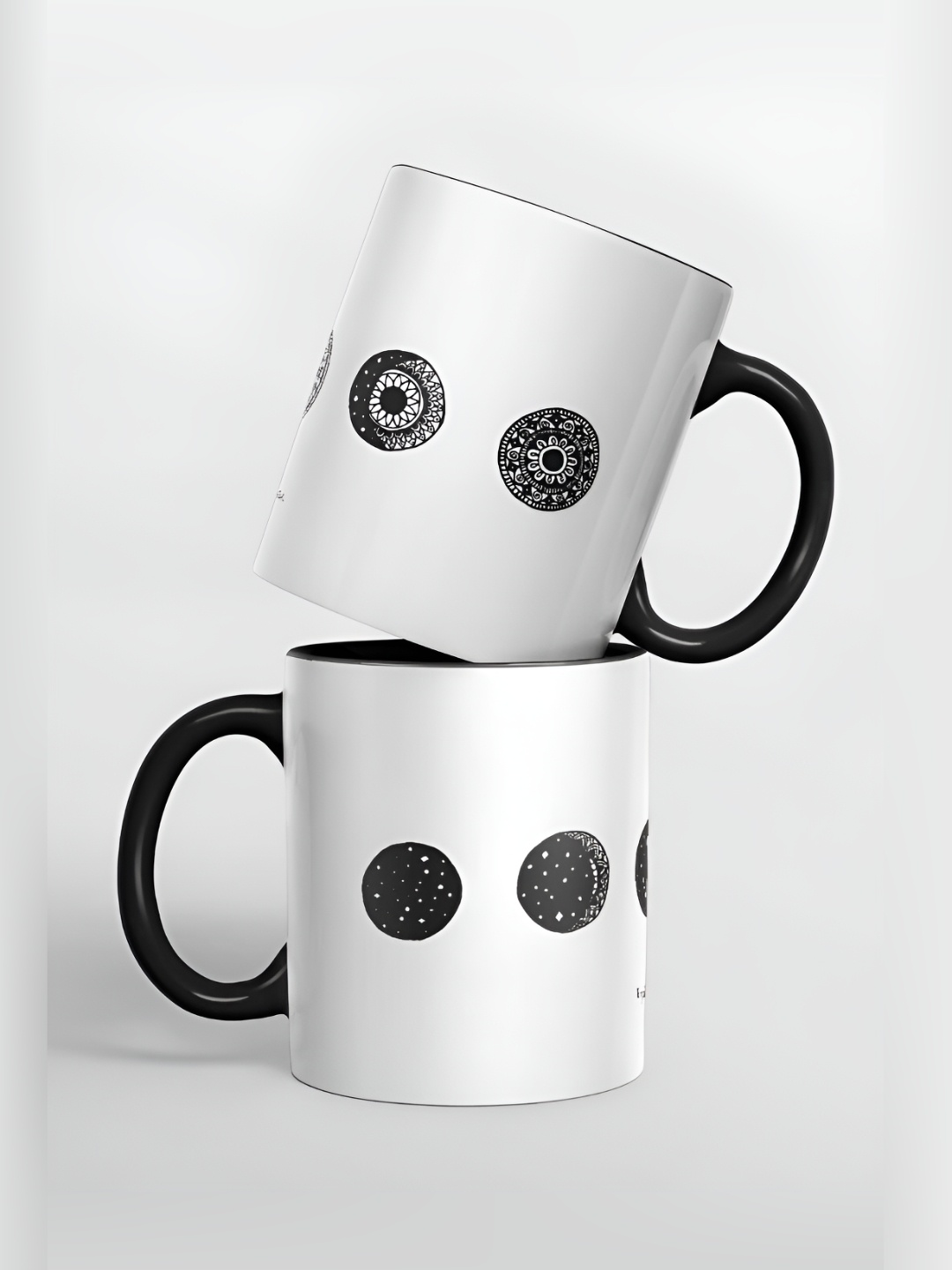 

macmerise White & Black Printed Ceramic Glossy Finished Mug 325 ml