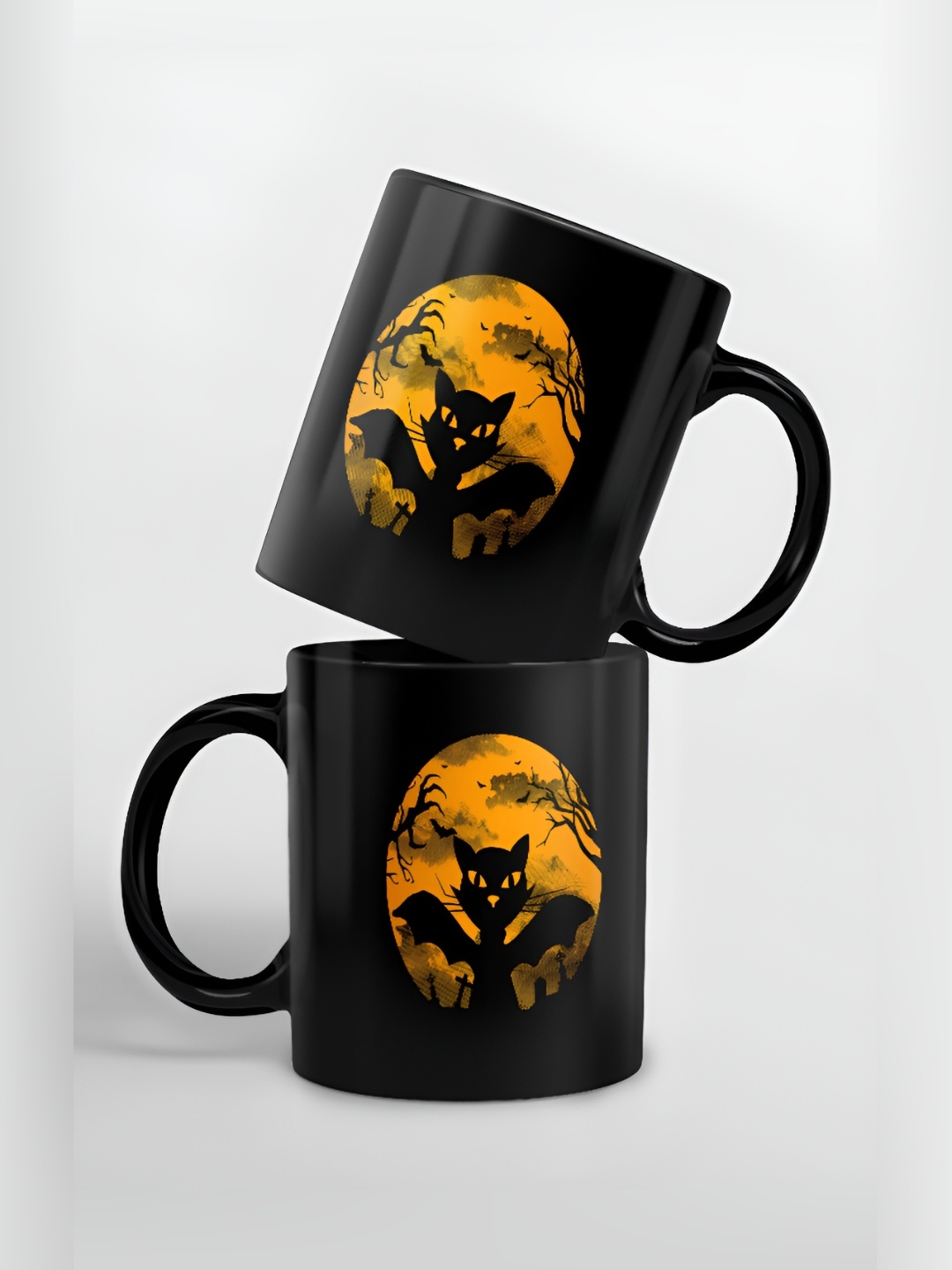 

macmerise Black & Yellow Printed Ceramic Glossy Mugs 325 ml