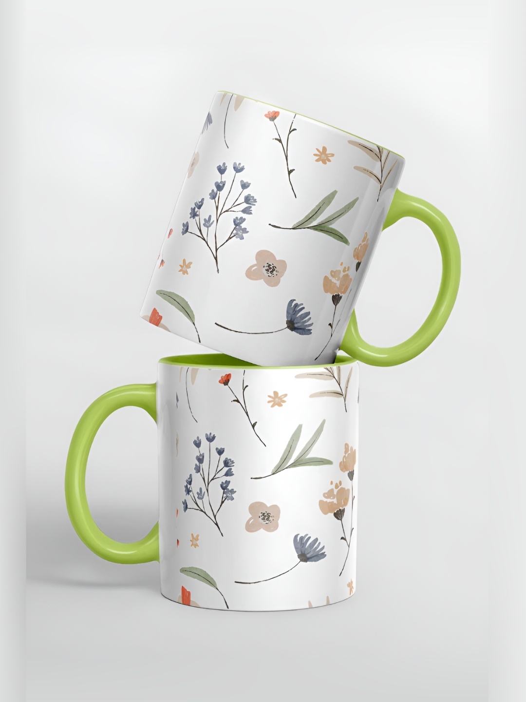 

macmerise White & Grey Printed Ceramic Glossy Mugs 325 ml