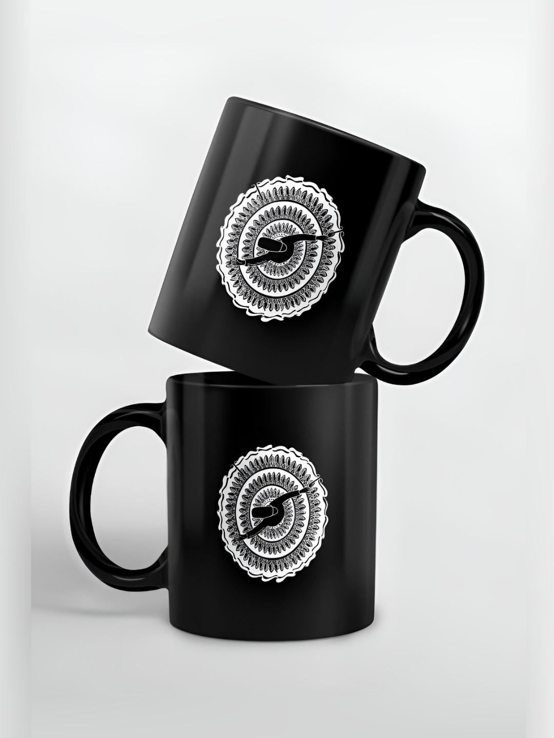 

macmerise White & Black Graphic Printed Ceramic Glossy Mug 325 ml