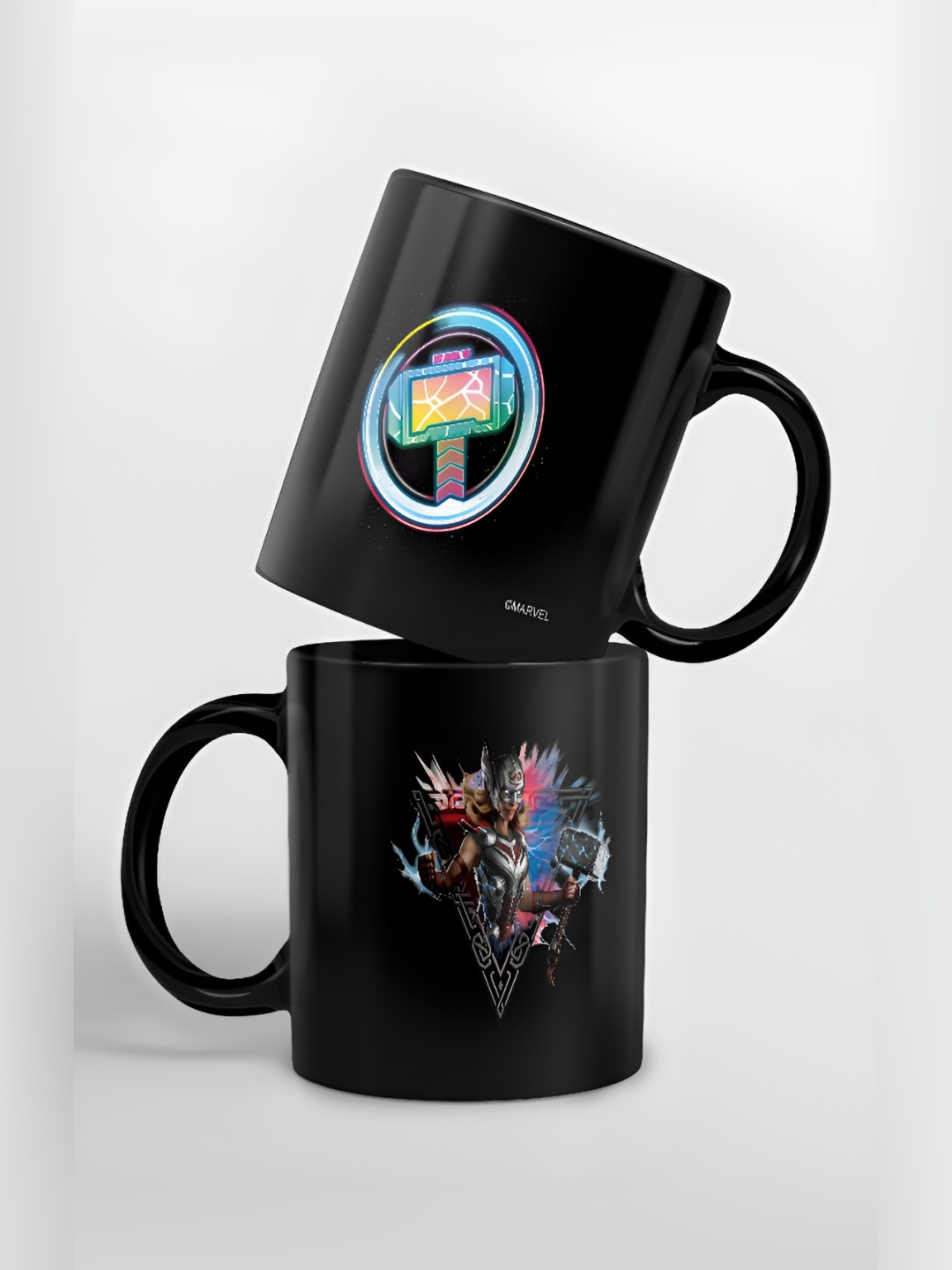 

macmerise Black & Blue Printed Glossy Dishwasher Safe Mugs 325 ml