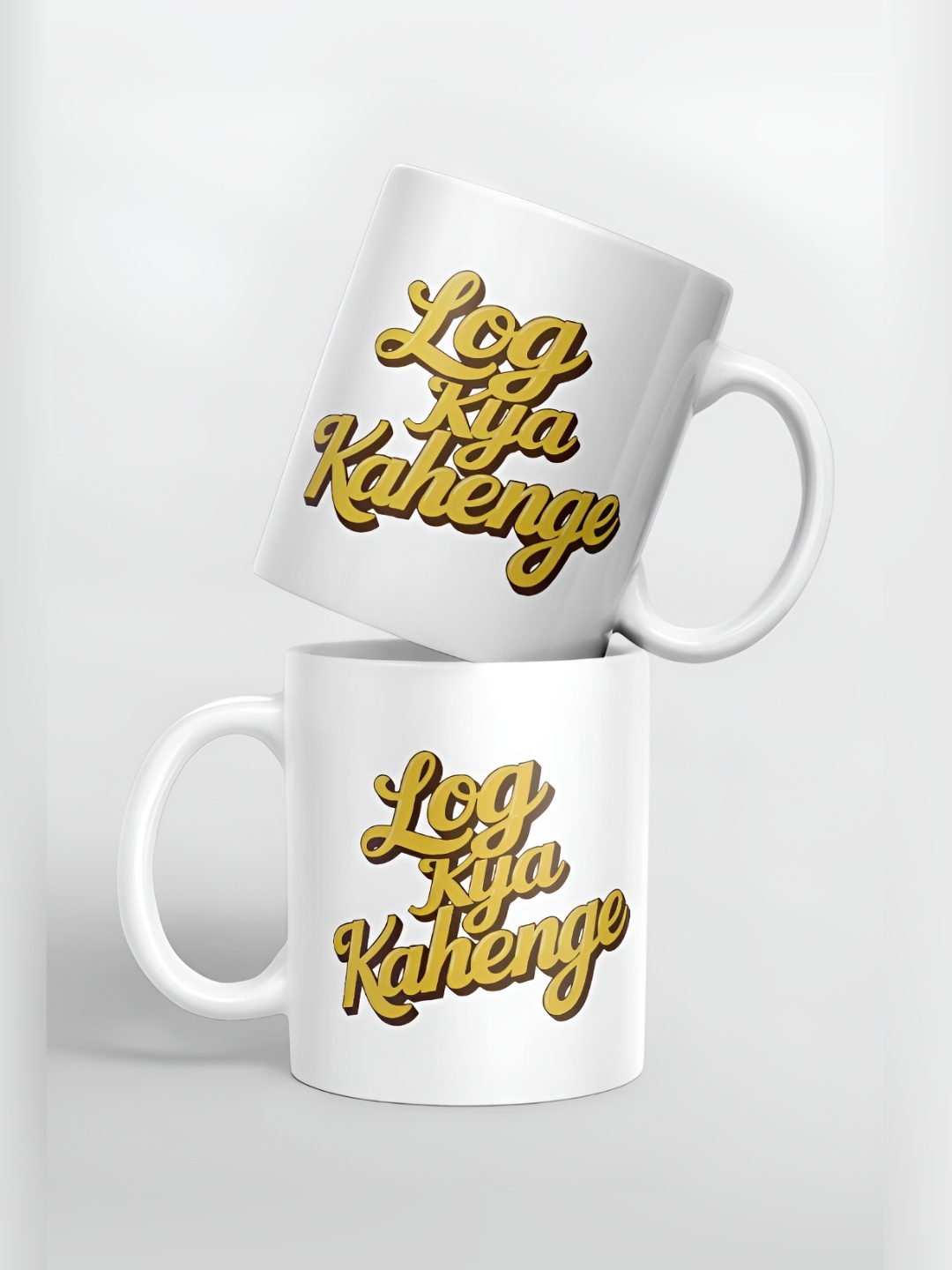 

macmerise White & Yellow Text or Slogans Printed Ceramic Glossy Mugs 325 ml