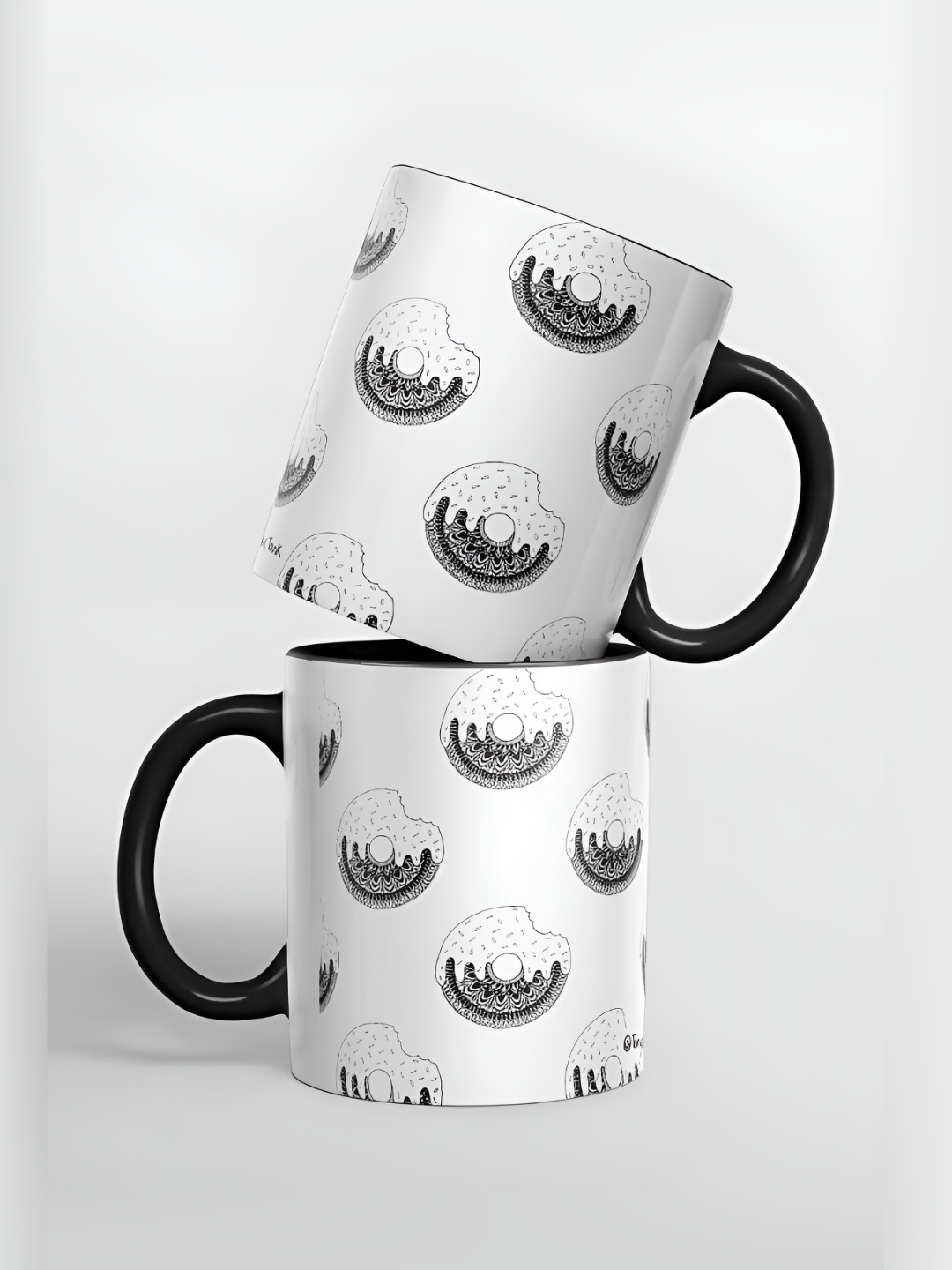 

macmerise White & Black Printed Ceramic Glossy Finished Mug 325 ml