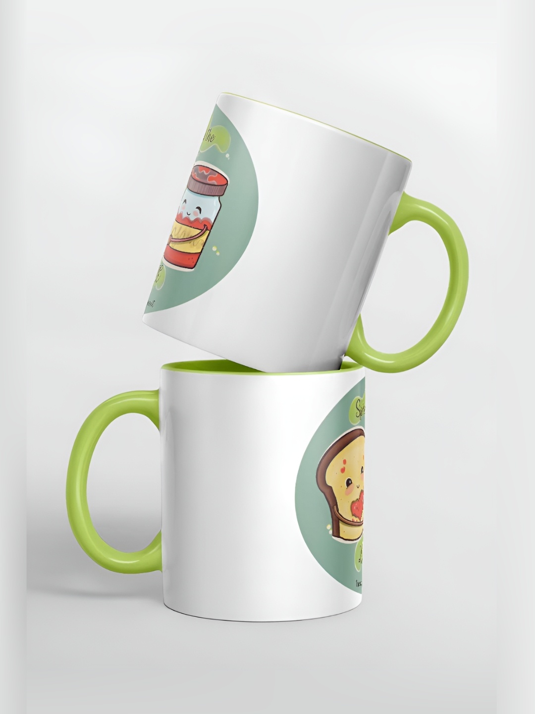 

macmerise White & Green Graphic Printed Ceramic Glossy Mug 325 ml