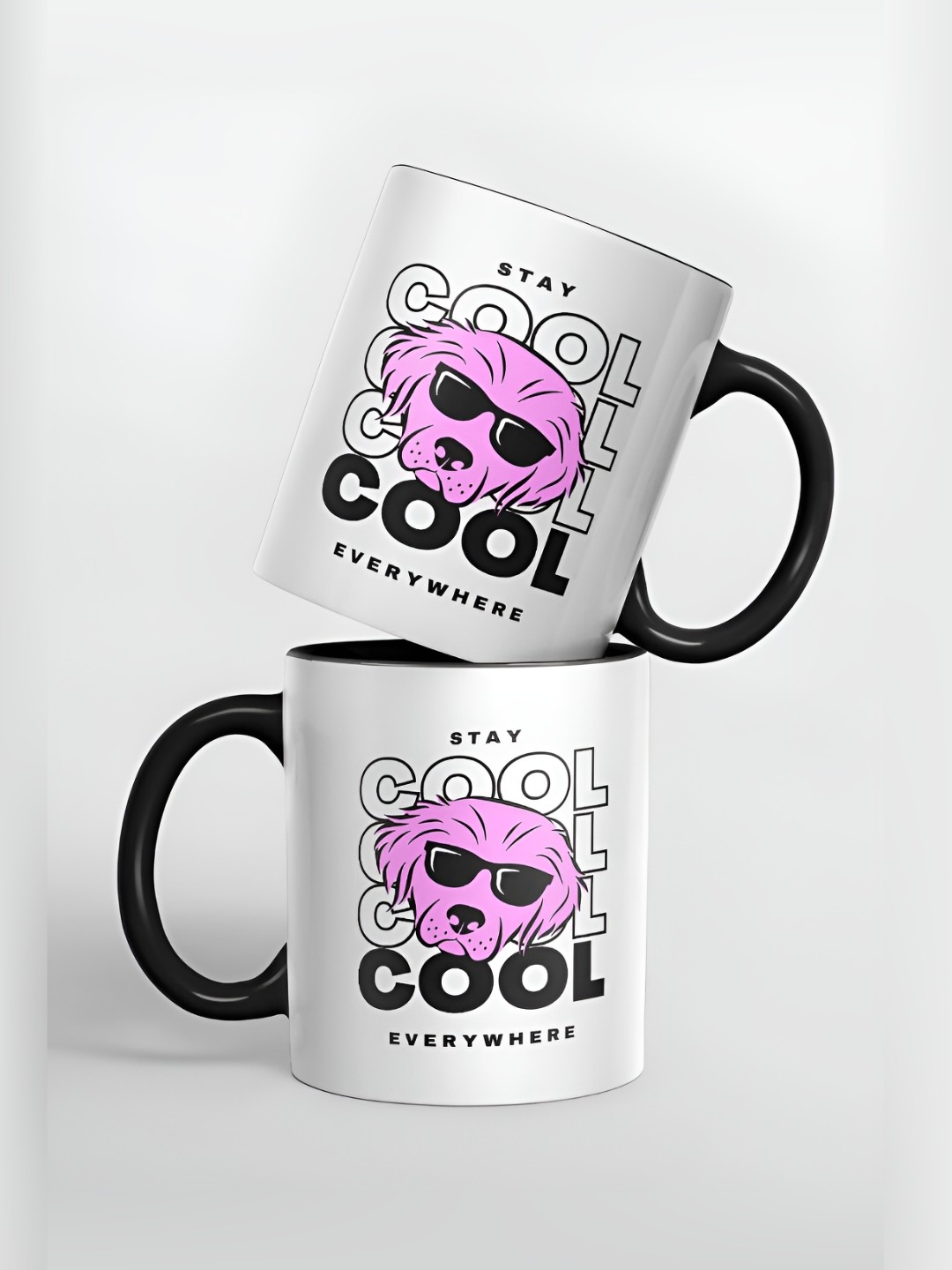 

macmerise White & Black Printed Ceramic Glossy Mugs 325 ml