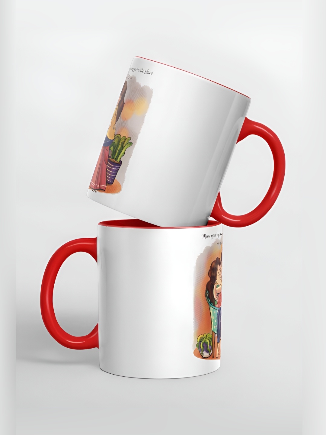 

macmerise White & Red Printed Ceramic Glossy Glossy Mug 325 ml