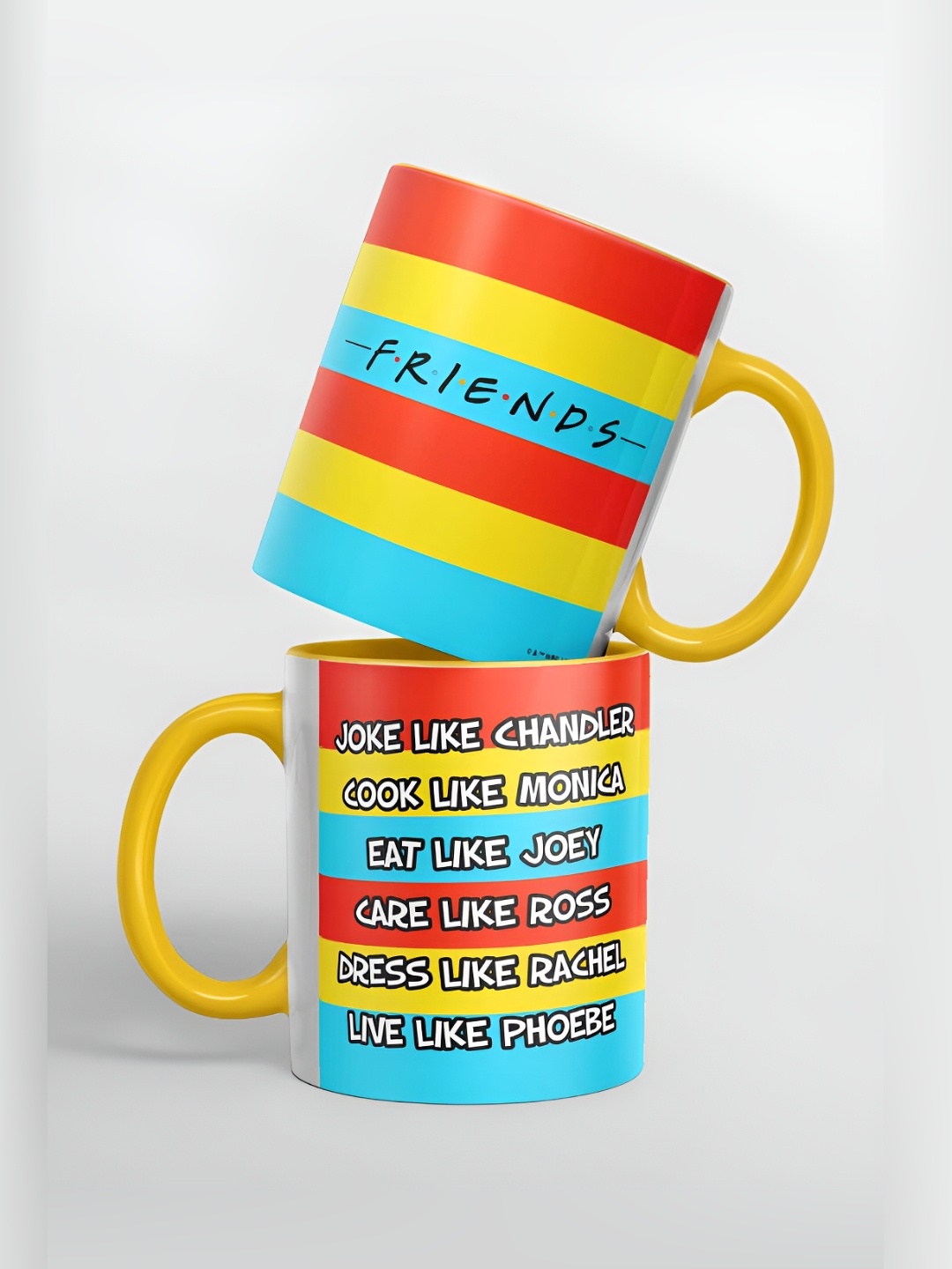 

macmerise Blue & Yellow Text Printed Ceramic Easy to Clean Glossy Mugs 325 ml