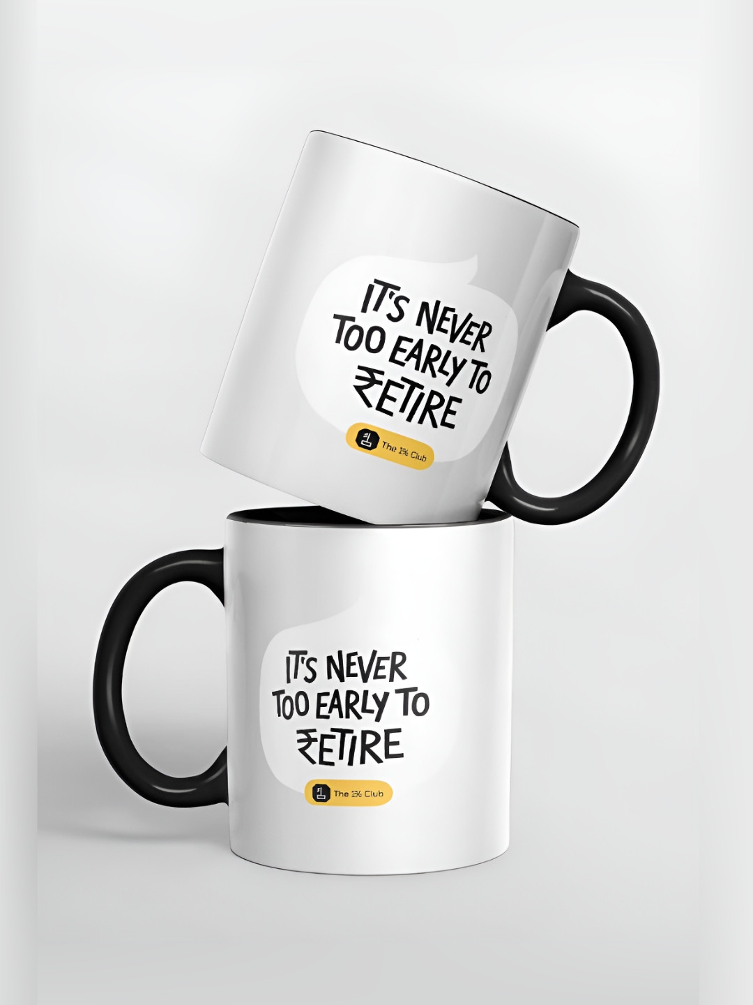 

macmerise White & Black Printed Ceramic Glossy Mugs 325 ml