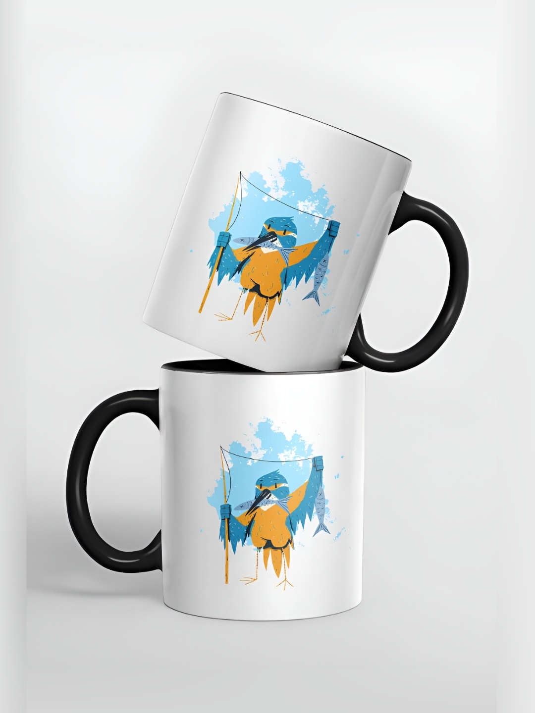 

macmerise White & Blue Printed Ceramic Glossy Mug 325 ml