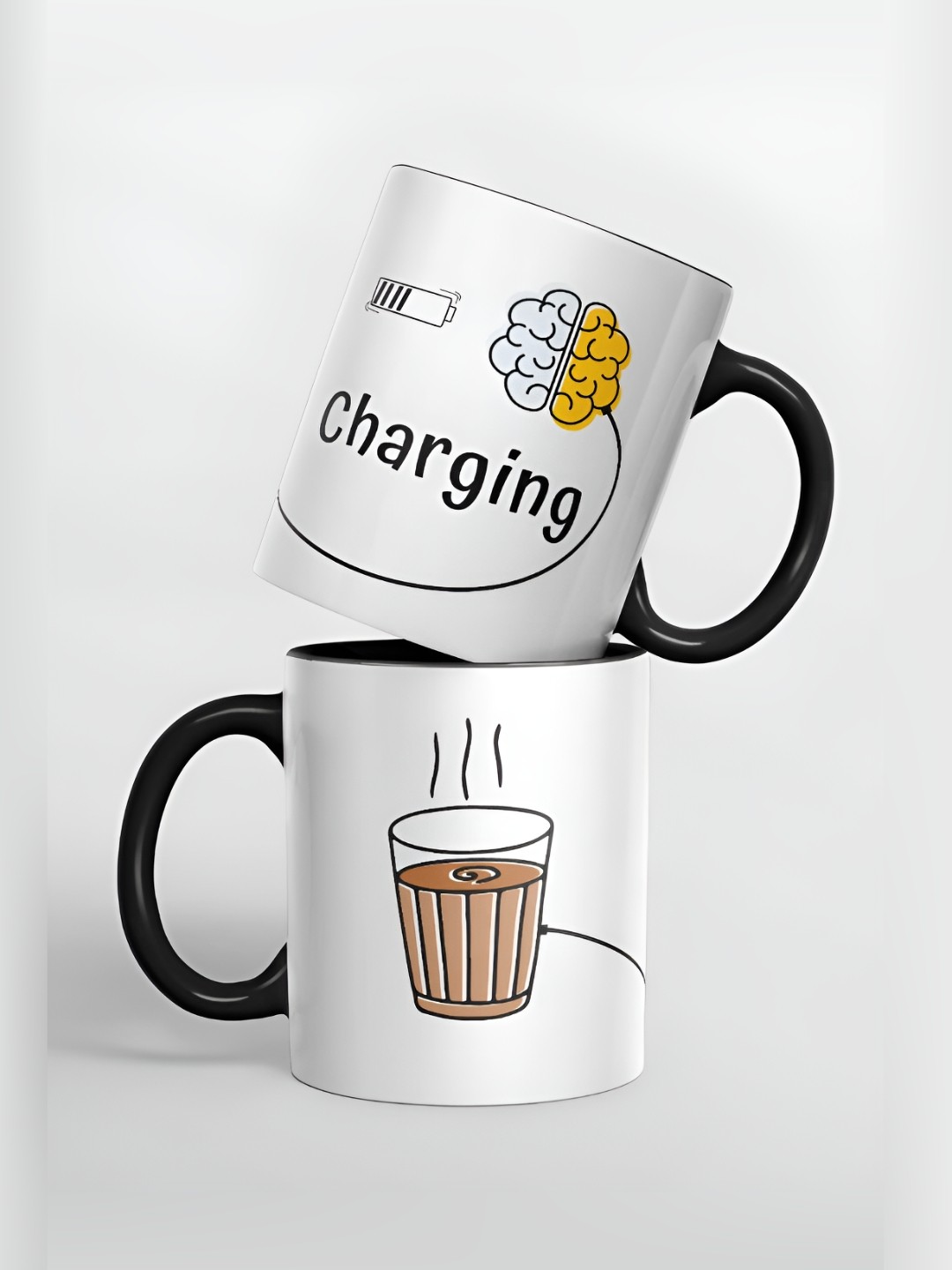 

macmerise White & Black Printed Ceramic Glossy Mug 325ml