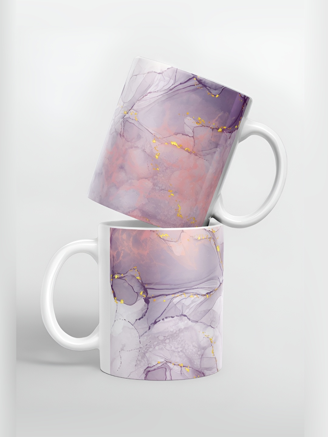 

macmerise White & Purple Printed Ceramic Glossy Mugs 325 ml
