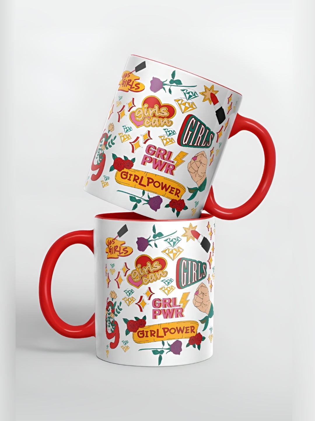 

macmerise White & Red Typography Printed Ceramic Glossy Mug 325 ml