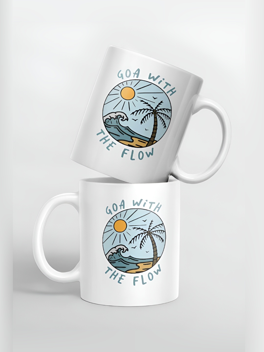 

macmerise White & Blue Printed Ceramic Glossy Mug 325ml