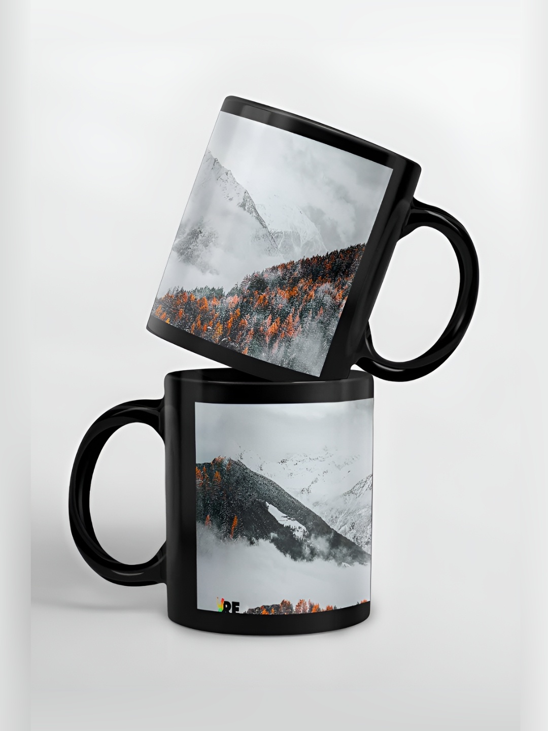 

macmerise White & Black Printed Ceramic Glossy Mugs 325 ml