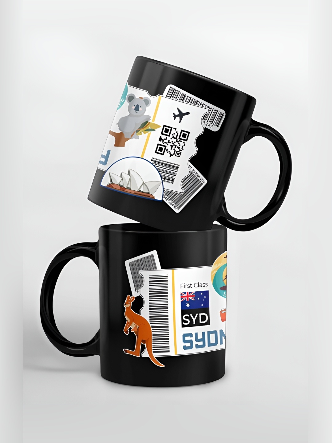 

macmerise White & Black Printed Ceramic Glossy Mug 325 ml