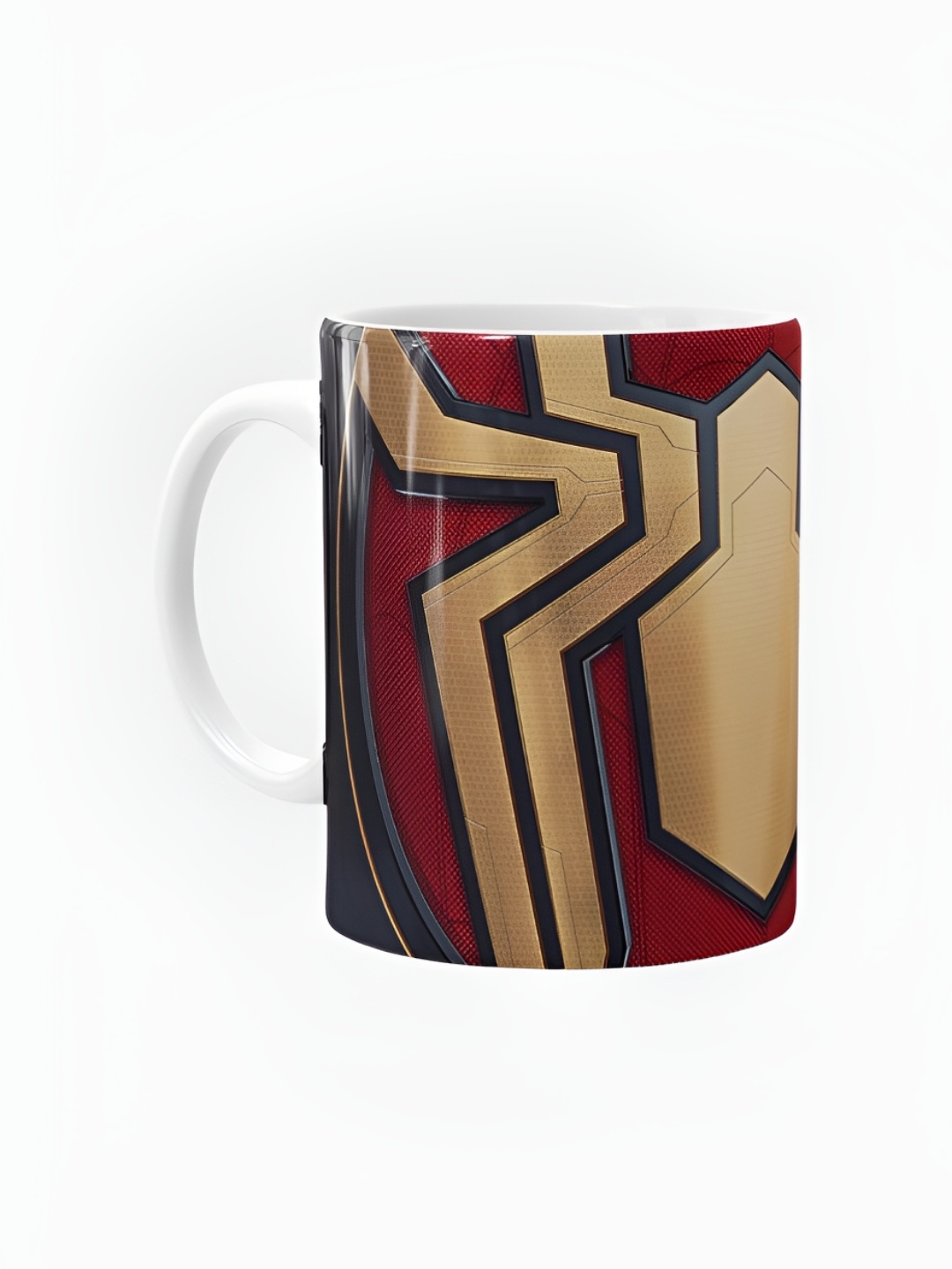

macmerise Beige & Red Geometric Printed Ceramic Glossy Mugs 325 ml