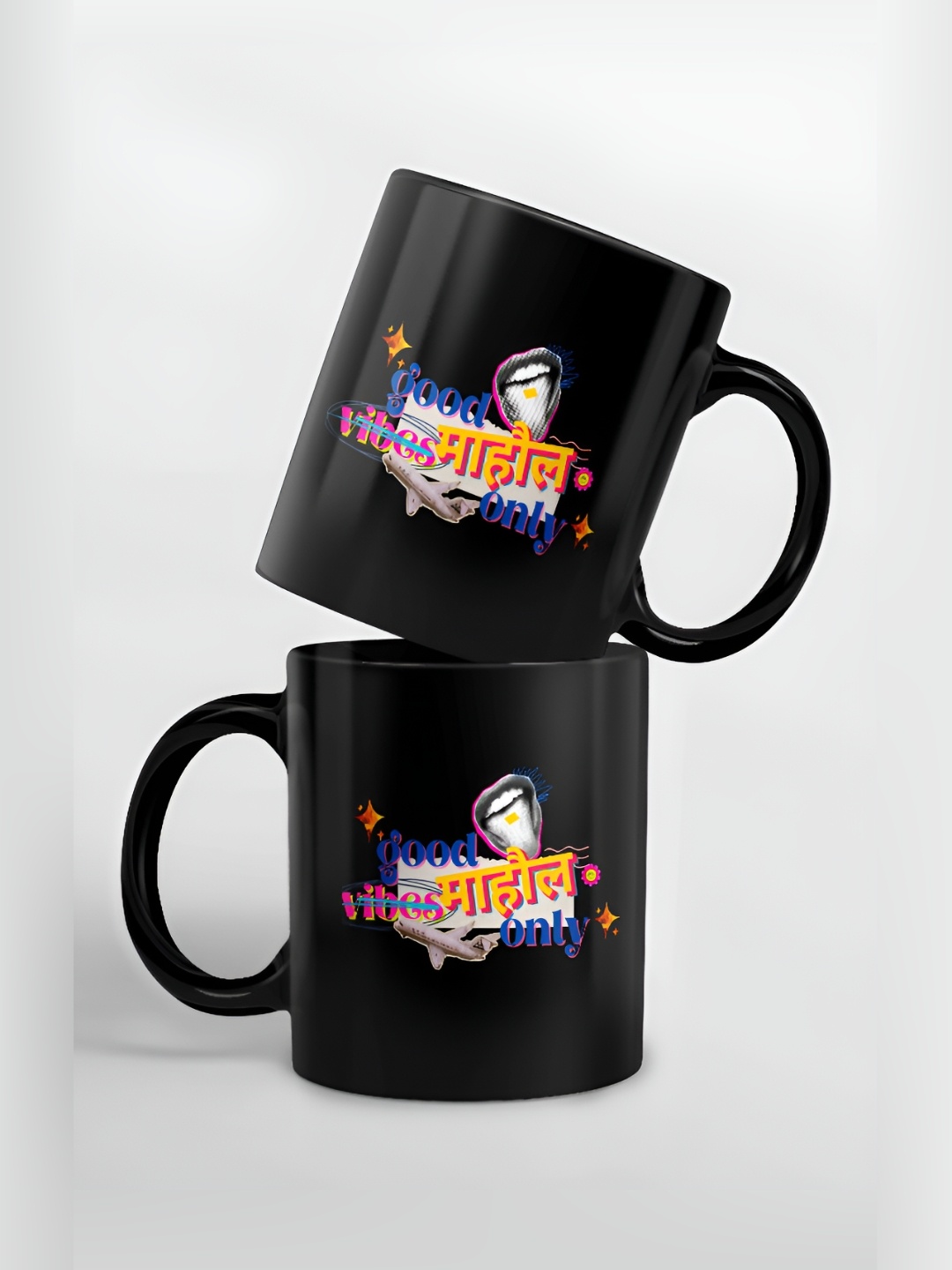 

macmerise Black & Orange Text or Slogans Printed Ceramic Glossy Mugs 325 ml