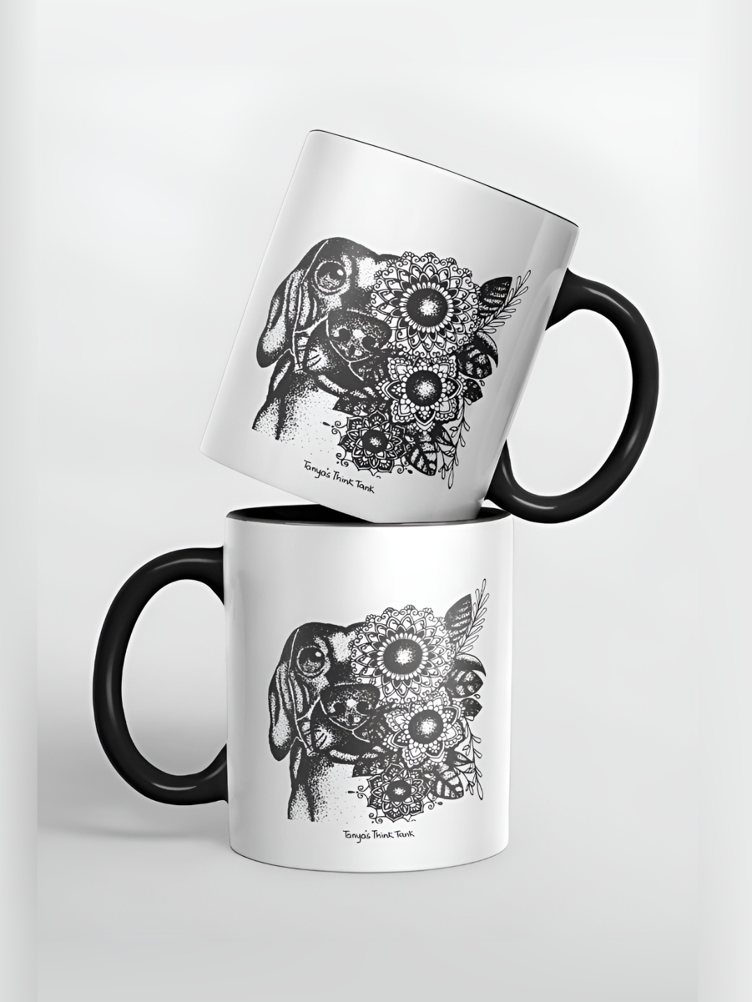 

macmerise White & Grey Printed Ceramic Glossy Mug 325 ml