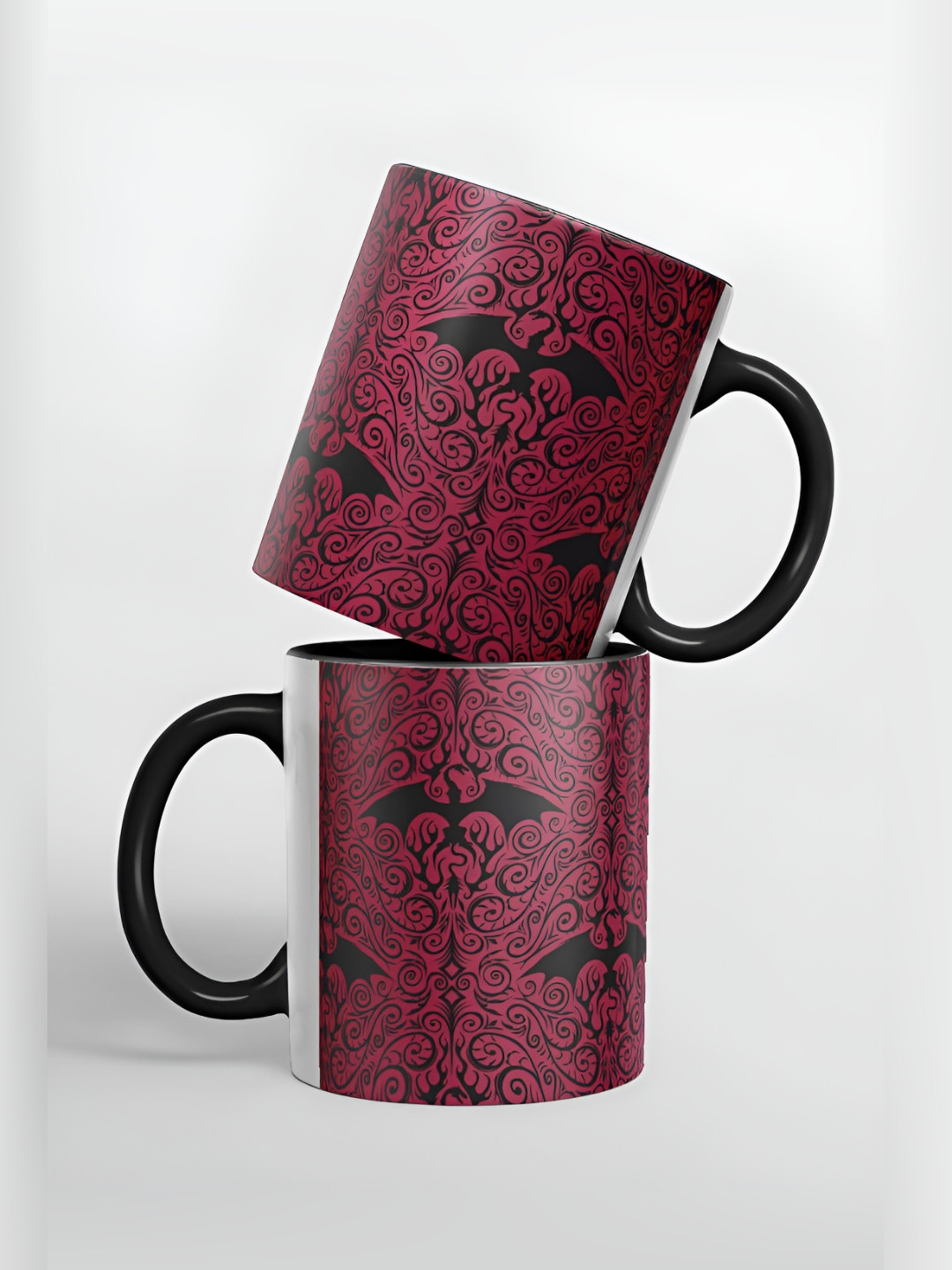 

macmerise Pink & Black Abstract Printed Ceramic Glossy Mug 325 ml