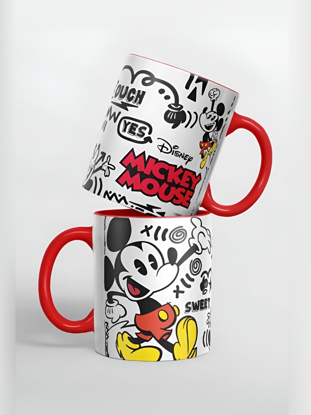 

macmerise White & Black Text Printed Ceramic Easy to Clean Glossy Mugs 325 ml