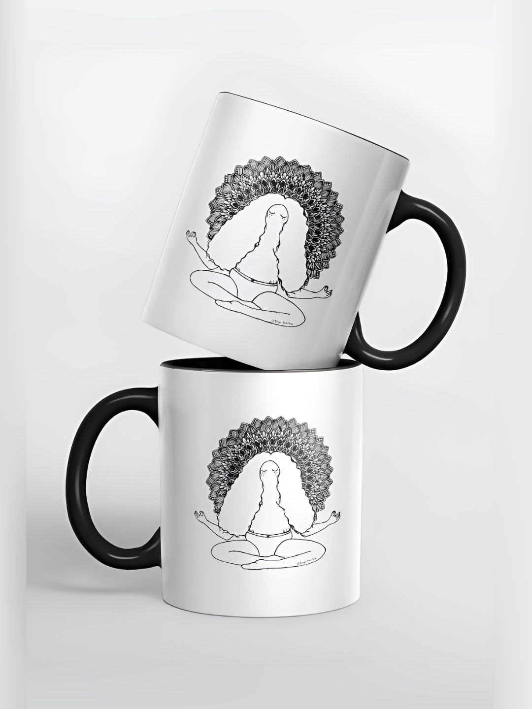 

macmerise White & Black Printed Ceramic Glossy Finished Mug 325 ml