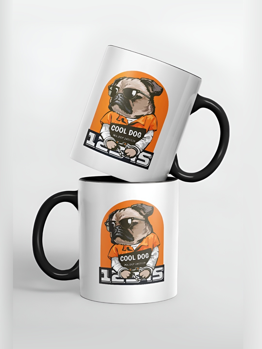 

macmerise White & Orange Printed Ceramic Glossy Mug 325 ml