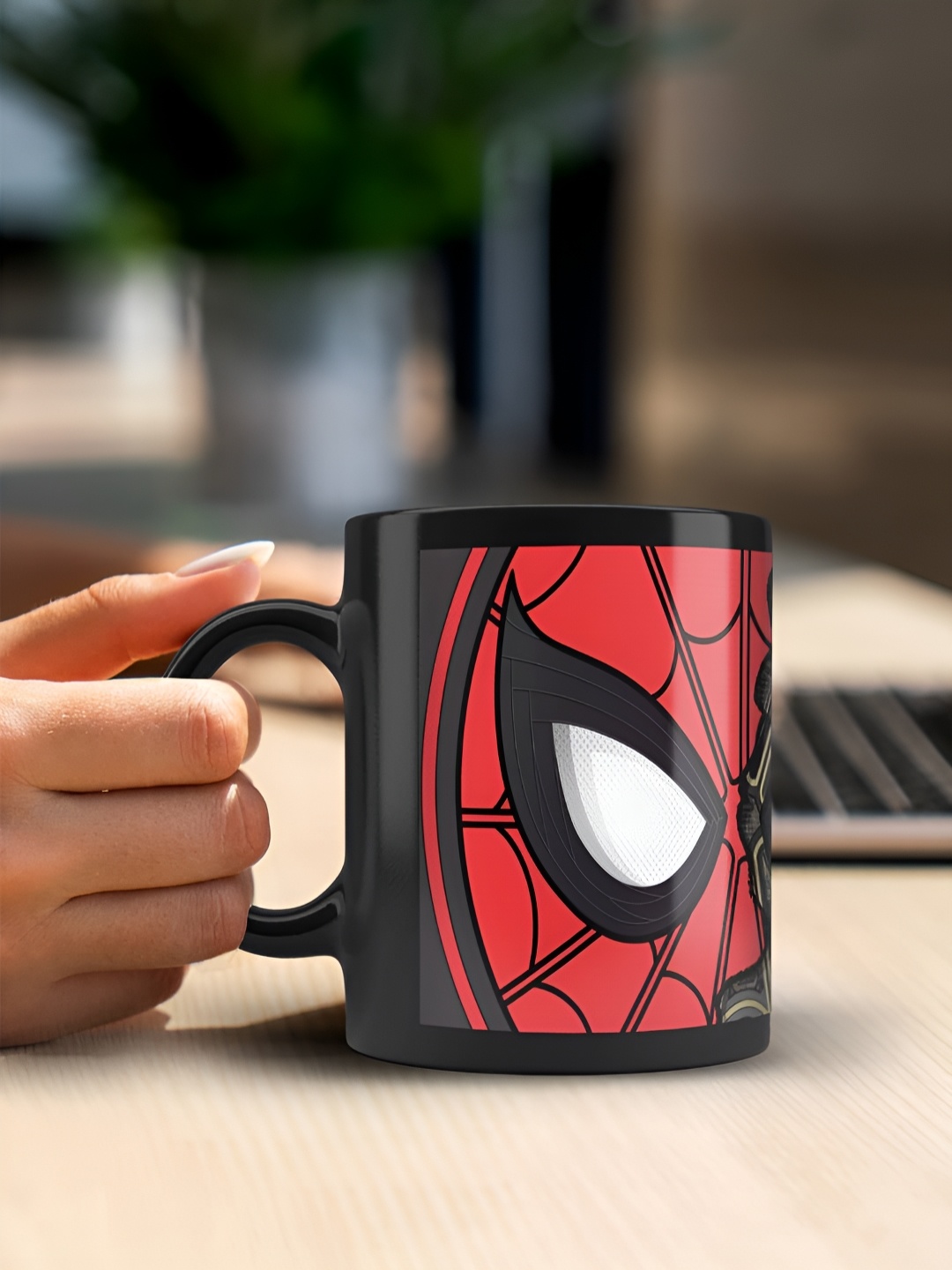 

macmerise Black & Red Printed Ceramic Glossy Mug 325 ml