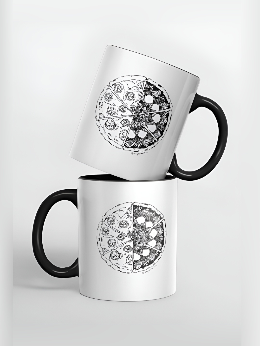

macmerise White & Black Printed Glossy Dishwasher Safe Mugs 325 ml