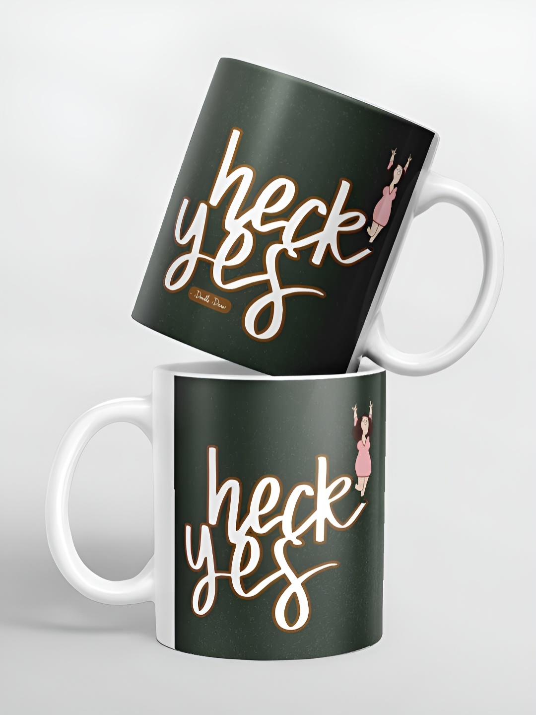 

macmerise Green & White Text or Slogans Printed Glossy Dishwasher Safe Mugs 325 ml