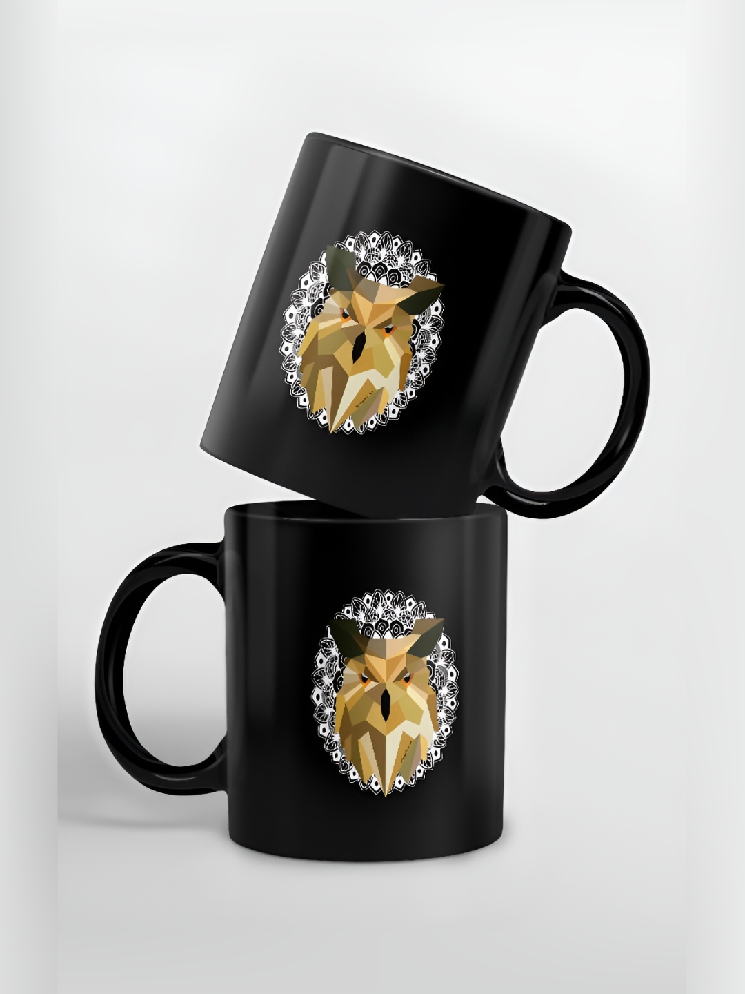 

macmerise Black & Olive Green Printed Ceramic Glossy Mug 325ml