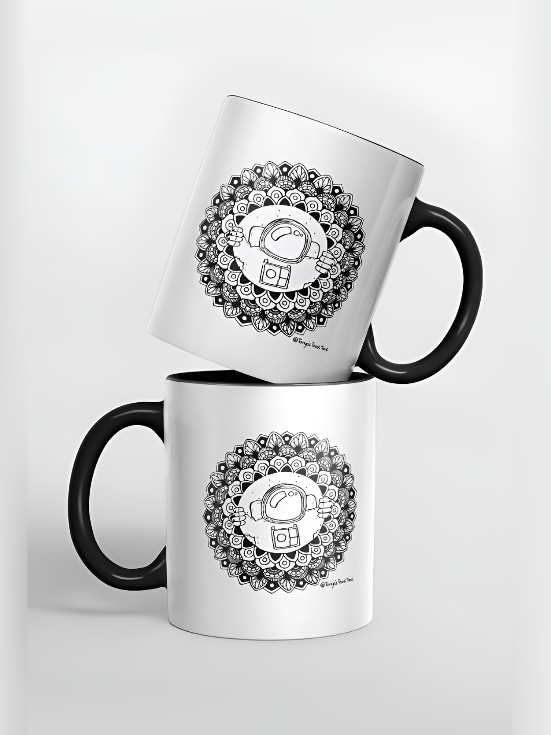 

macmerise White & Black Printed Glossy Dishwasher Safe Mugs 325 ml