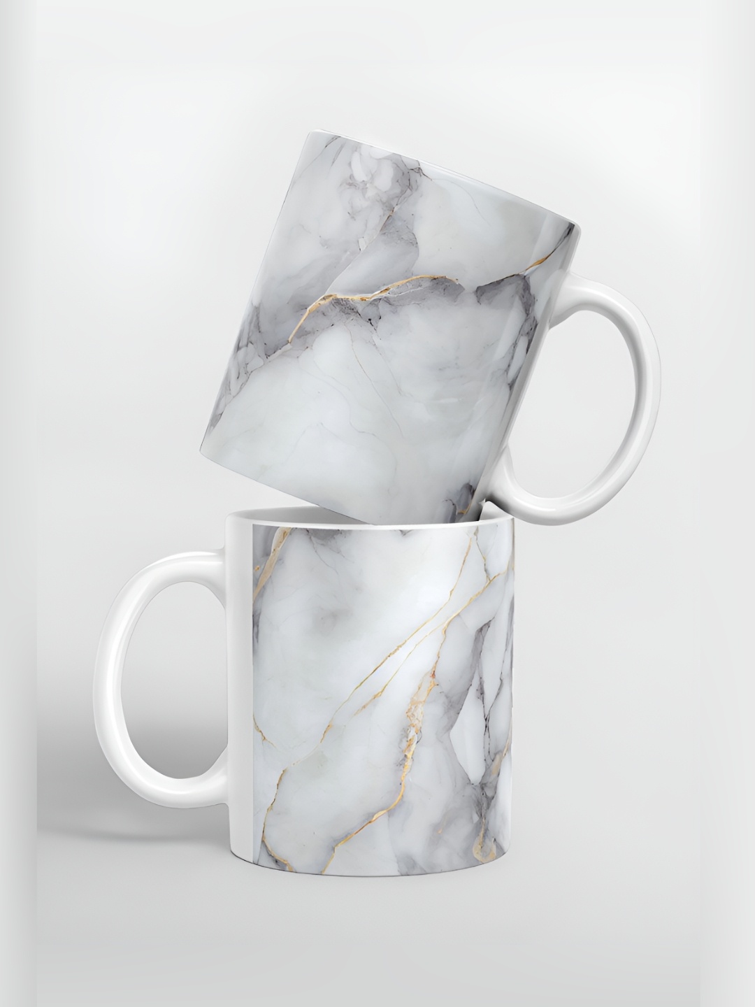 

macmerise White & Grey Printed Dishwasher Safe Glossy Mugs 325 ml