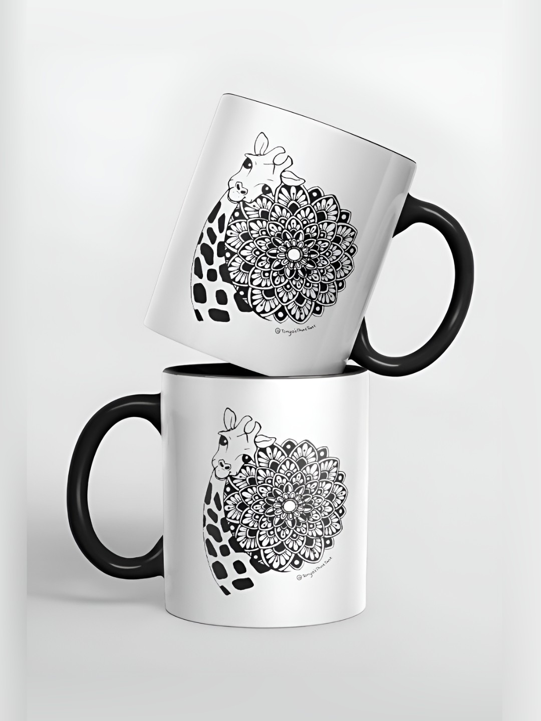 

macmerise White & Black Printed Ceramic Glossy Mug 325 ml