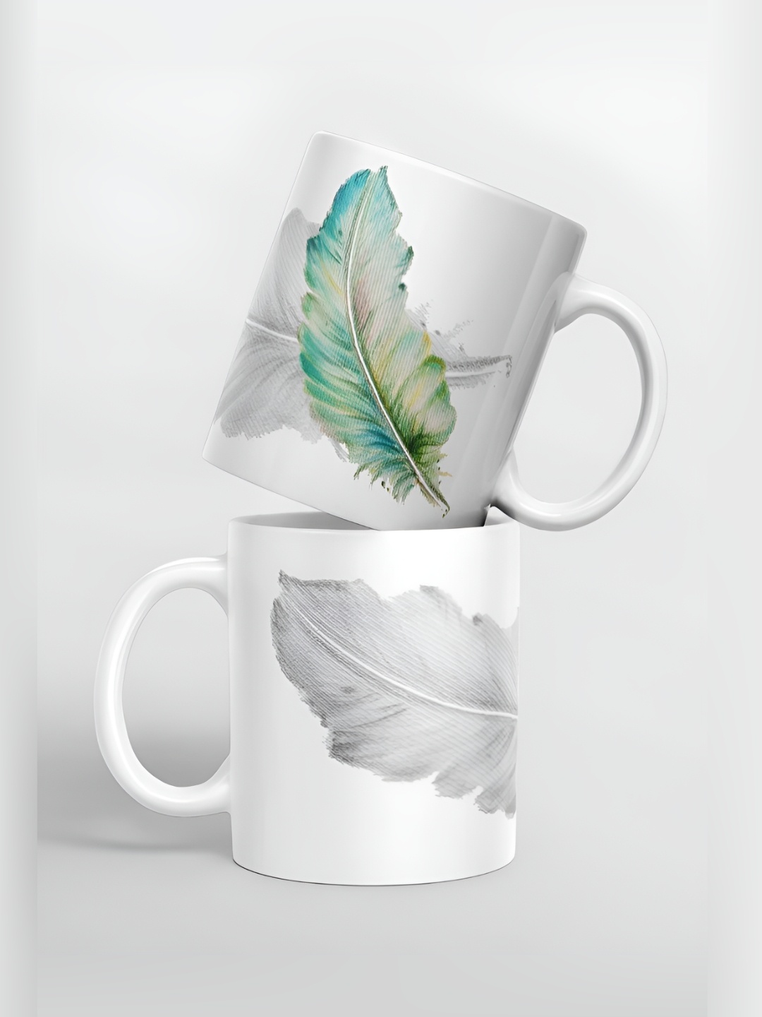 

macmerise White & Grey Printed Ceramic Glossy Mug 325 ml