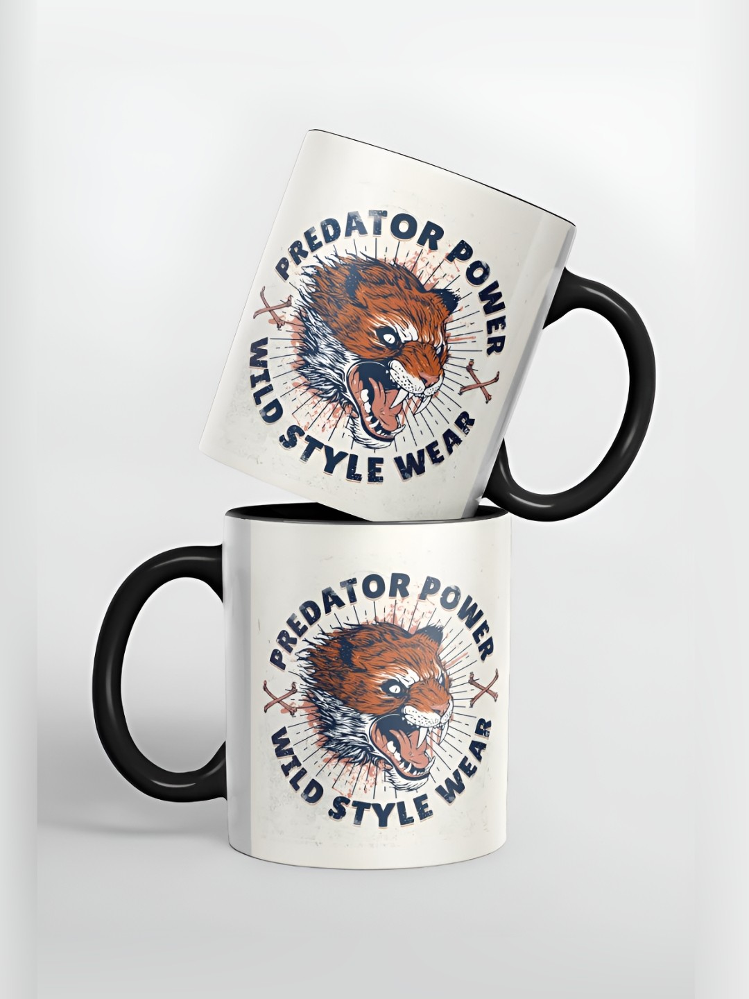 

macmerise White & Blue Graphic Printed Ceramic Glossy Mug 325 ml