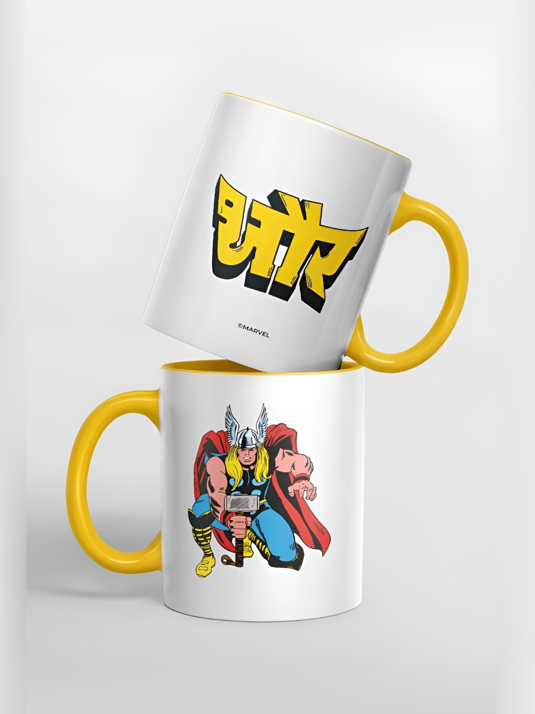 

macmerise White & Yellow Printed Ceramic Glossy Mug 325 ml
