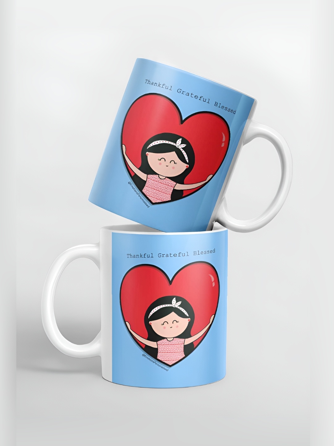 

macmerise White & Blue Printed Ceramic Glossy Mug 325 ml