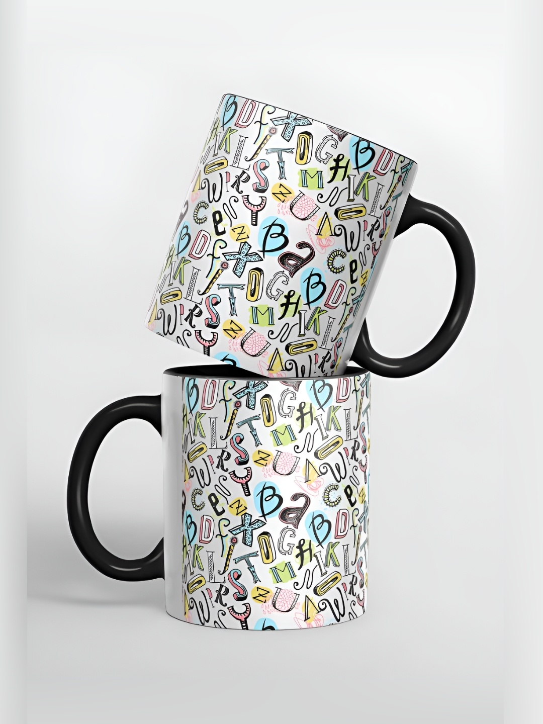 

macmerise White & Black Printed Ceramic Glossy Mug 325 ml