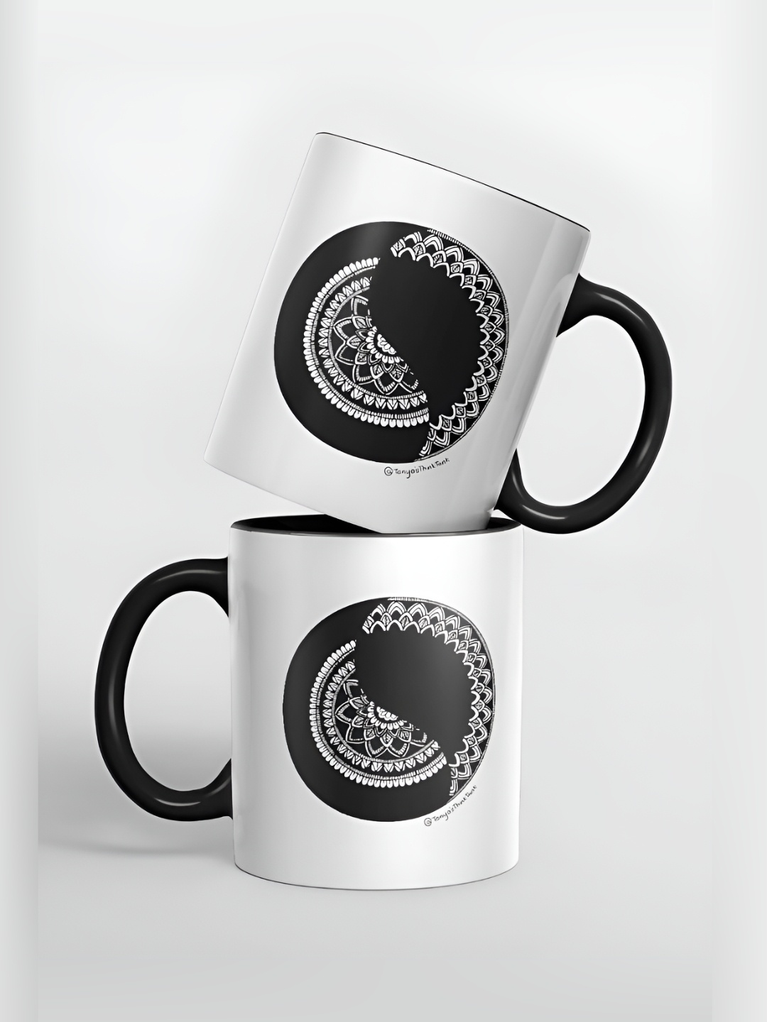 

macmerise Black & White Printed Glossy Dishwasher Safe Mugs 325 ml